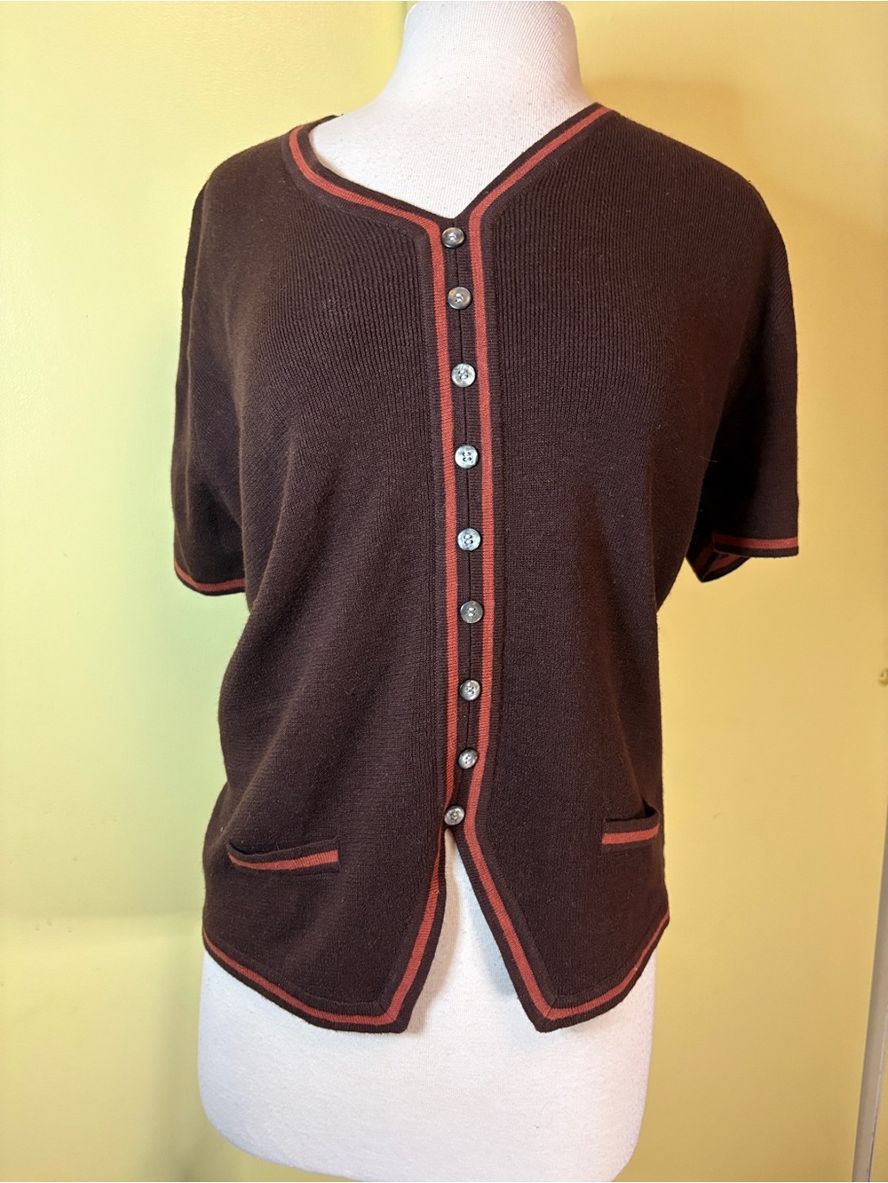 DPS New York Knit Pullover. Brown W Orange Trim
